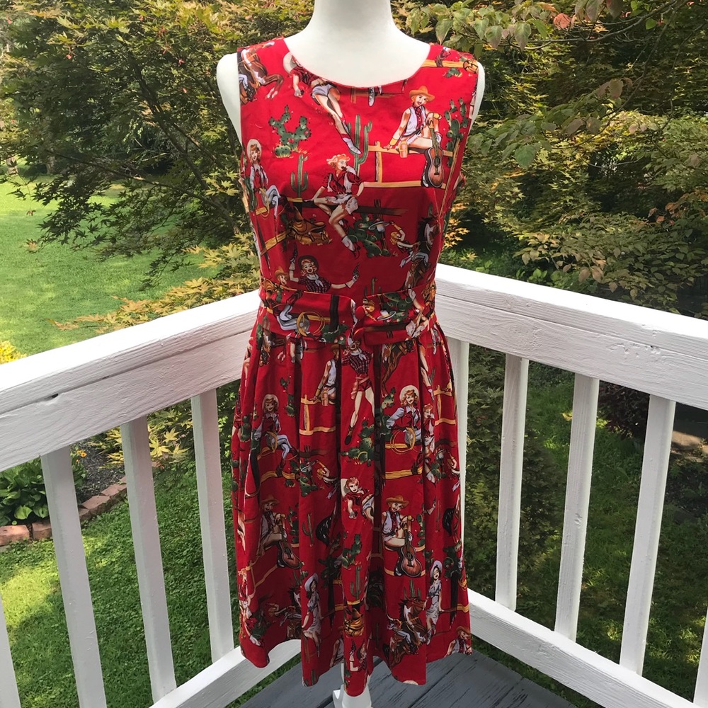 Retro Rockabilly Pin Up Cowgirl Dress XL